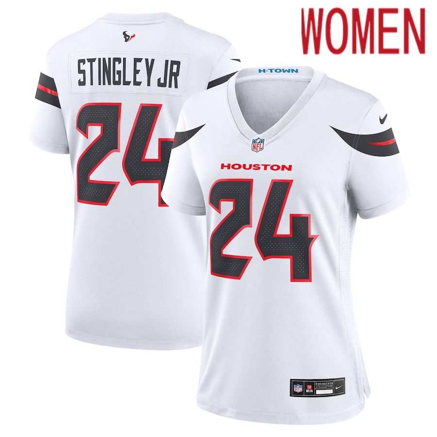 Women Houston Texans 24 Derek Stingley Jr. Nike White Game NFL Jersey